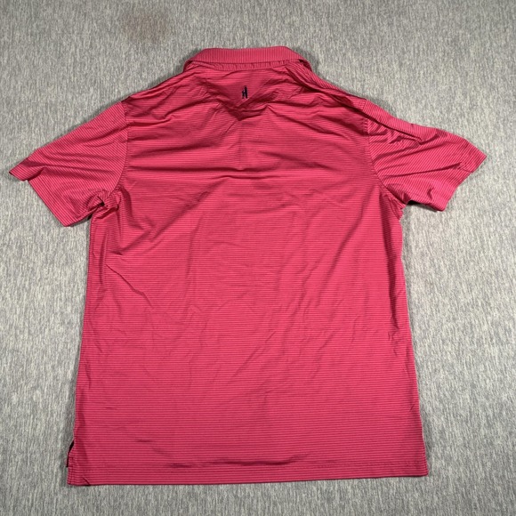 Johnnie-O Polo Shirt Mens Large Pink Blue Stripe Performance Golf Casual - Picture 8 of 9